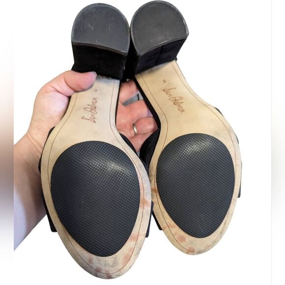 Sam Edelman black suede Yancy block heels open toe ankle strappy womens 8 - Picture 8 of 8